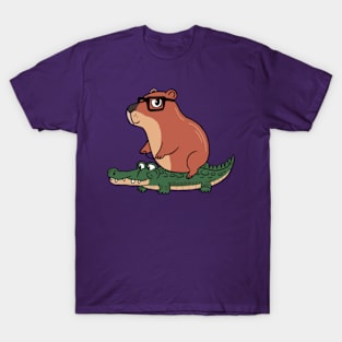 Funny Capybara Riding On a Crocodile T-Shirt